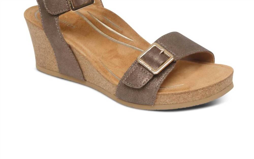 NEW AETREX women's lexa wedge sandal in bronze